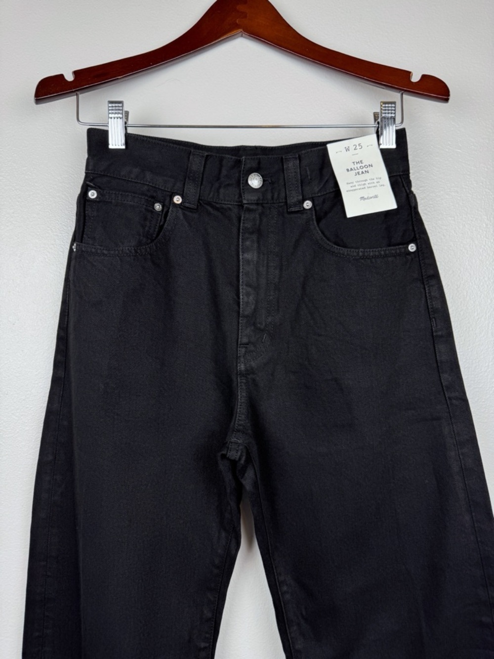 Madewell Balloon Barrel Leg High Rise Jeans Black Size 25 NWT - Picture 4 of 10